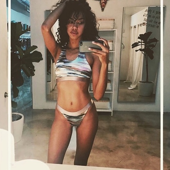 JYORK The Label Jonny Velvet Solana Multicolor Print Bikini Swim Bottom Large - Picture 3 of 9